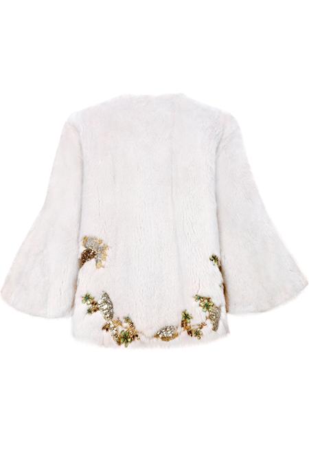 Jasmine Mink Jacket with Embellishment Pearl - Back