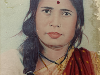 a woman looking at the camera