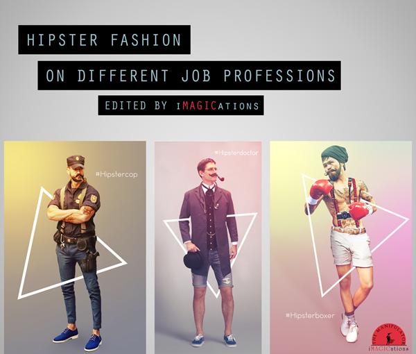 Hipster fashions on different job professions.