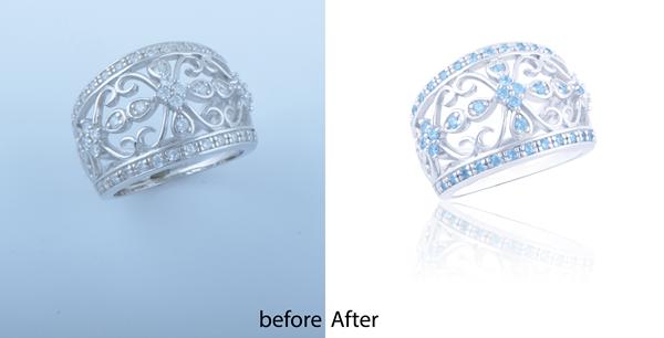 Jewelry Retouch and color correction and reflection shadow