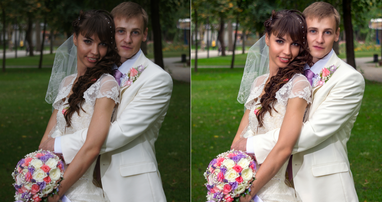 retouching a wedding photo