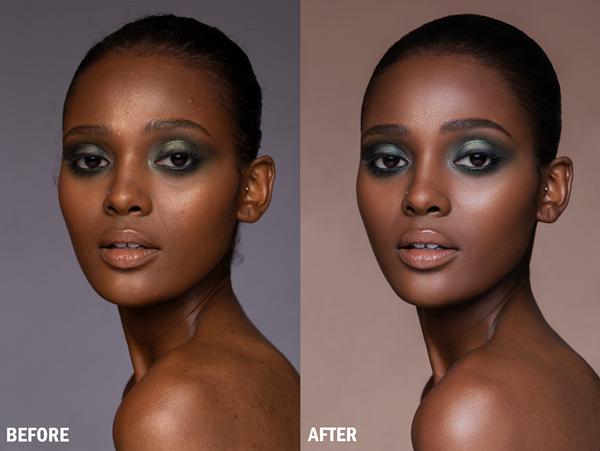 black girl portrait before after