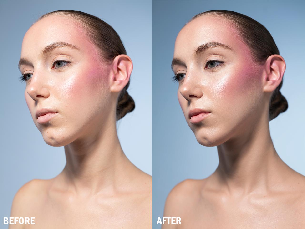 pink blue before after