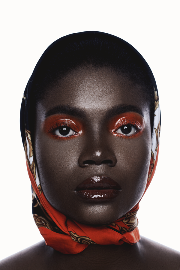 High-end beauty retouching and color grading on studio portrait