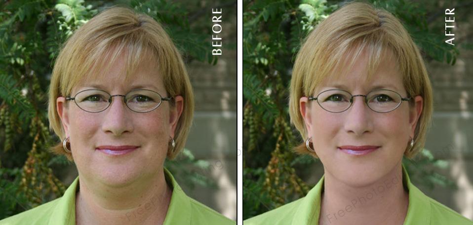 Photo retouching Enhance skin quality and remove double chin