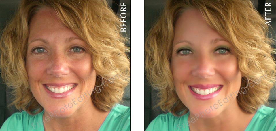 Beauty makeover with skin retouching and virtual makeup