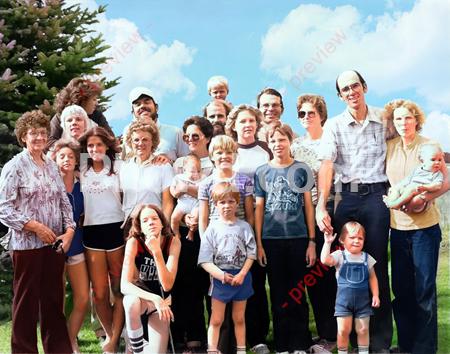 1982ish-07 Frost reunion - Group photo with Grandma Carmel, Uncle Mike_s family, Uncle Dan_s family and our family 2 done x